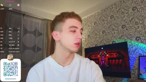 Snapshot of adampolerno chatting on January 2025 08:58:02 PM Hi Im Adam Glad to see u here 3 And its my first day online show from January 2025 08:58:02 PM