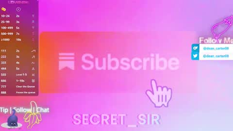 Snapshot of secret_sir chatting on February 2026 11:11:02 PM Dean Carter online show from February 2026 11:11:02 PM