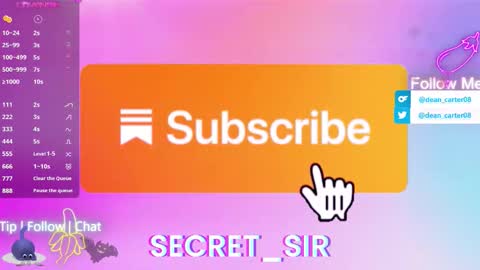 Snapshot of secret_sir chatting on February 2026 11:23:02 PM Dean Carter online show from February 2026 11:23:02 PM