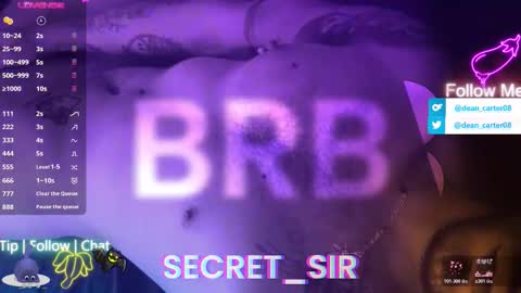 Snapshot of secret_sir chatting on March 2026 10:34:02 PM Dean Carter online show from March 2026 10:34:02 PM