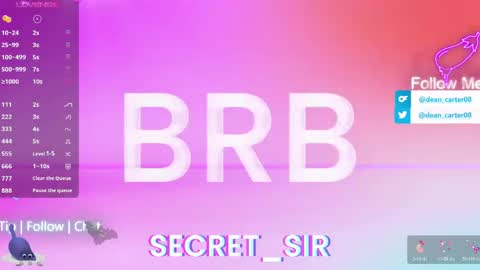 Snapshot of secret_sir chatting on April 2026 11:54:02 PM Dean Carter online show from April 2026 11:54:02 PM