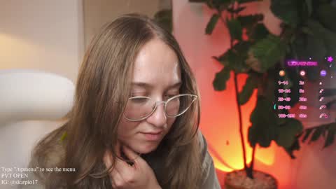 Snapshot of skarpio17 chatting on January 2025 02:31:02 AM Im Scarlett ONLINE 5pm-10pm NYC time online show from January 2025 02:31:02 AM