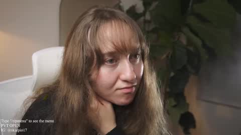 Snapshot of skarpio17 chatting on March 2025 01:46:01 AM Im Scarlett ONLINE 5pm-10pm NYC time online show from March 2025 01:46:01 AM