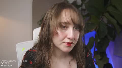 Snapshot of skarpio17 chatting on March 2025 12:40:02 AM Im Scarlett ONLINE 5pm-10pm NYC time online show from March 2025 12:40:02 AM