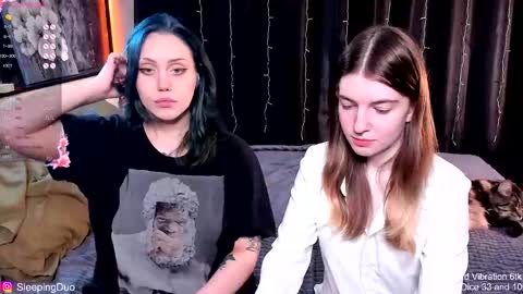 Snapshot of sleepingduo chatting on November 2025 12:05:02 PM Hi We are Iva and Angela Nice to meet u 3 online show from November 2025 12:05:02 PM