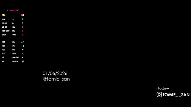 Snapshot of tomie_san chatting on June 2026 10:50:02 AM tomie san online show from June 2026 10:50:02 AM